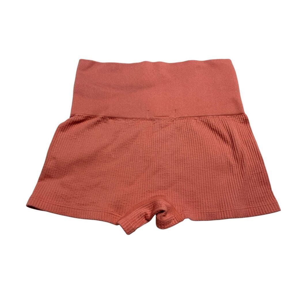 Colsie Ribbed Coral High Rise Seamless Lounge Shorts Women’s Xs Stretch Workout